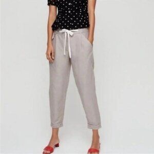Aritzia Wilfred Women’s Allant Pants Light Grey Linen Blend Size 6 Joggers